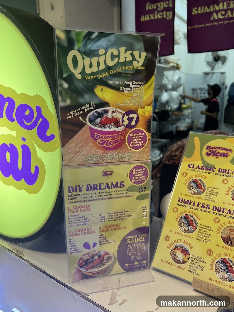 Summer Acai Menu
