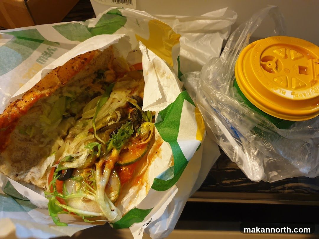 Sub sandwich and drink