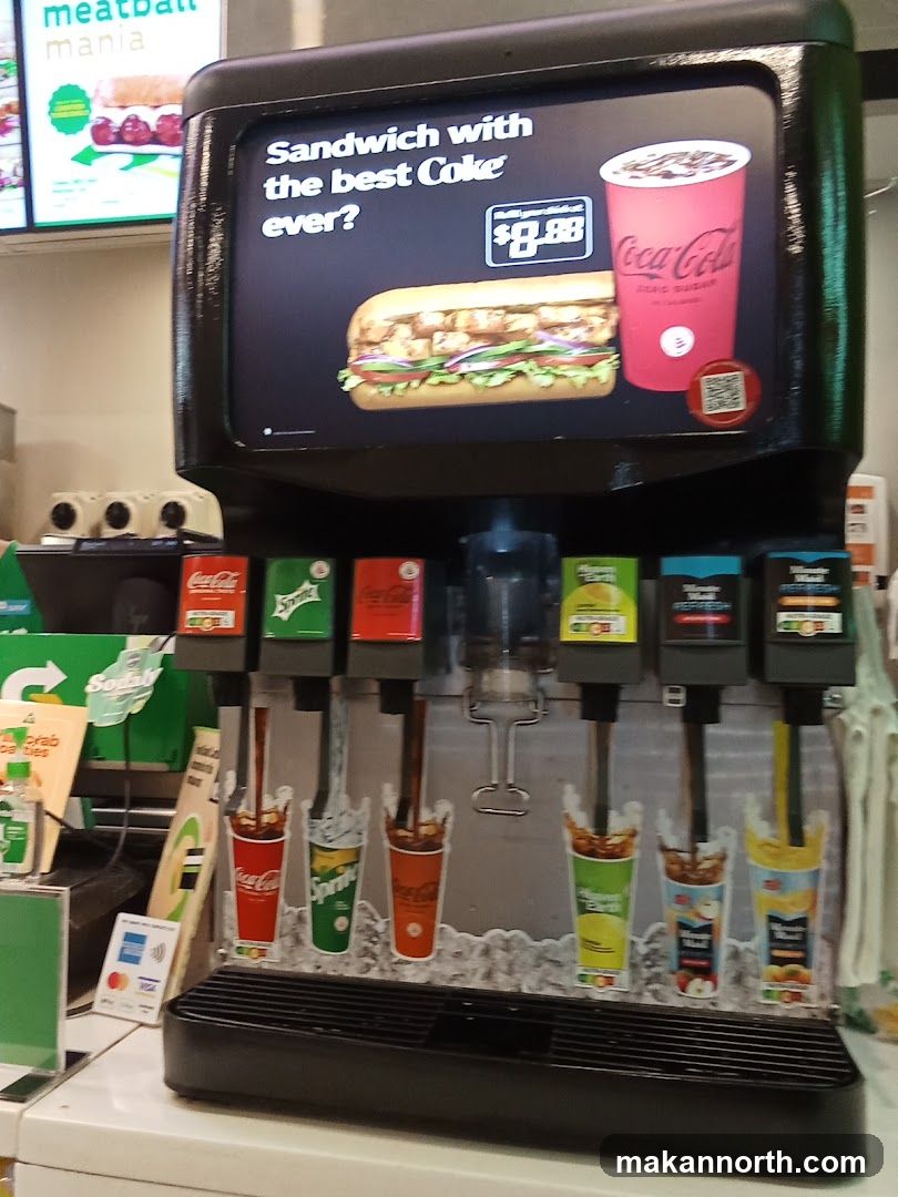 Soda Fountain with Sandwich Advertisement