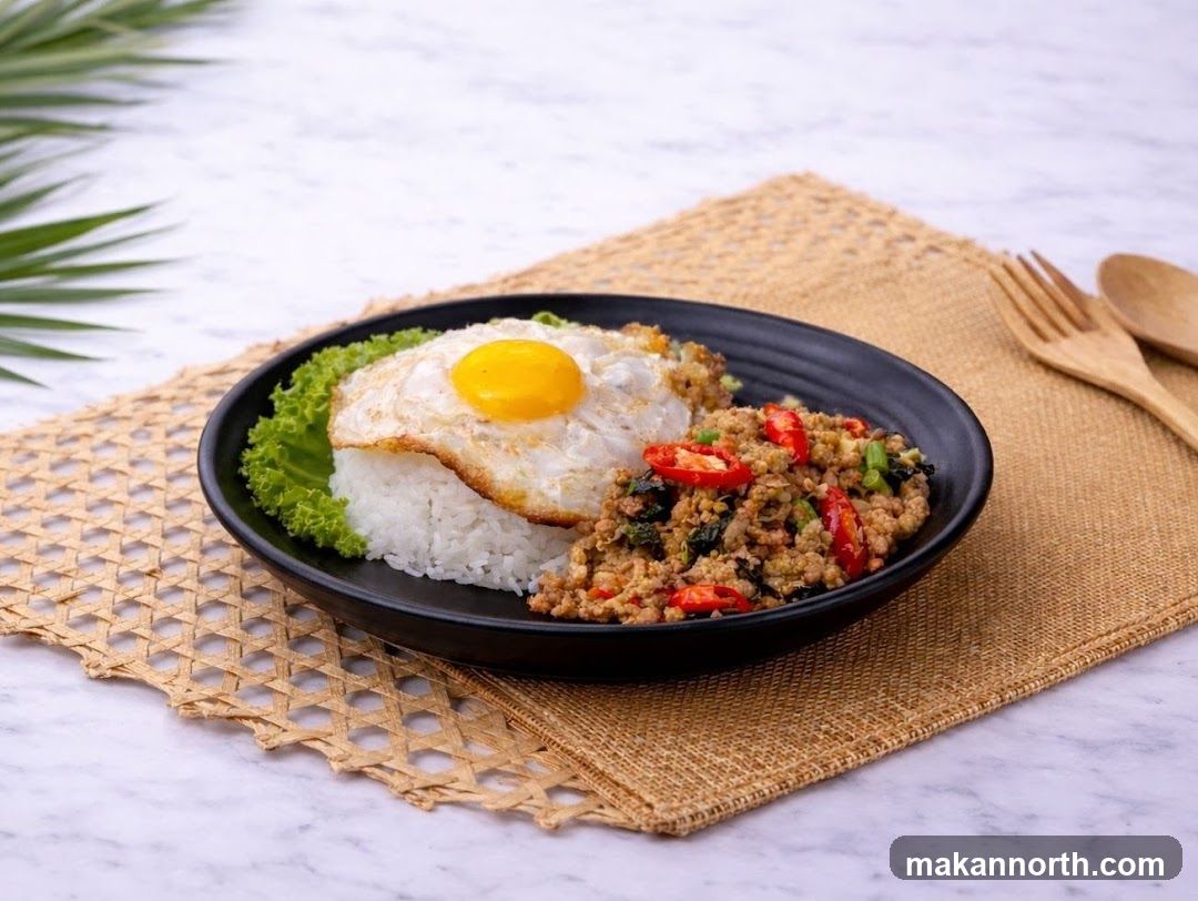 Thai Basil Stir-fry with Rice and Fried Egg
