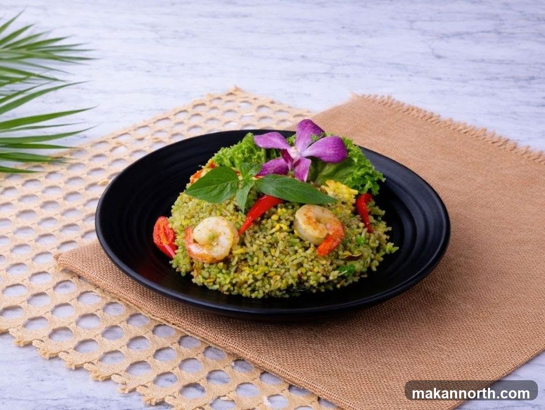 Green Fried Rice with Shrimp