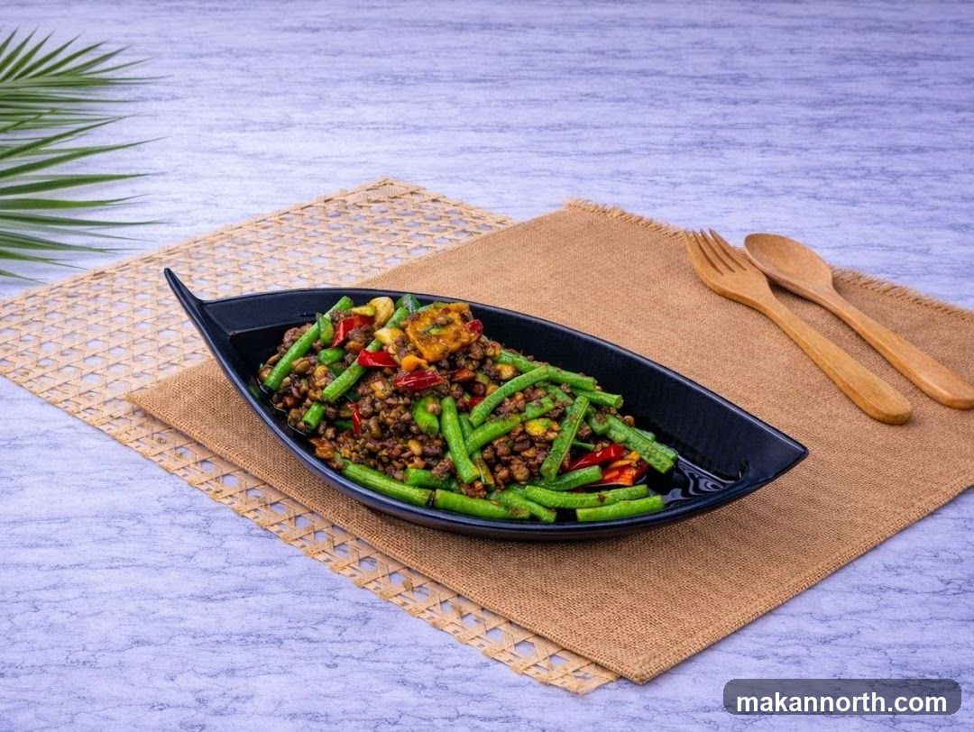 Stir-fried dish with green beans and nuts