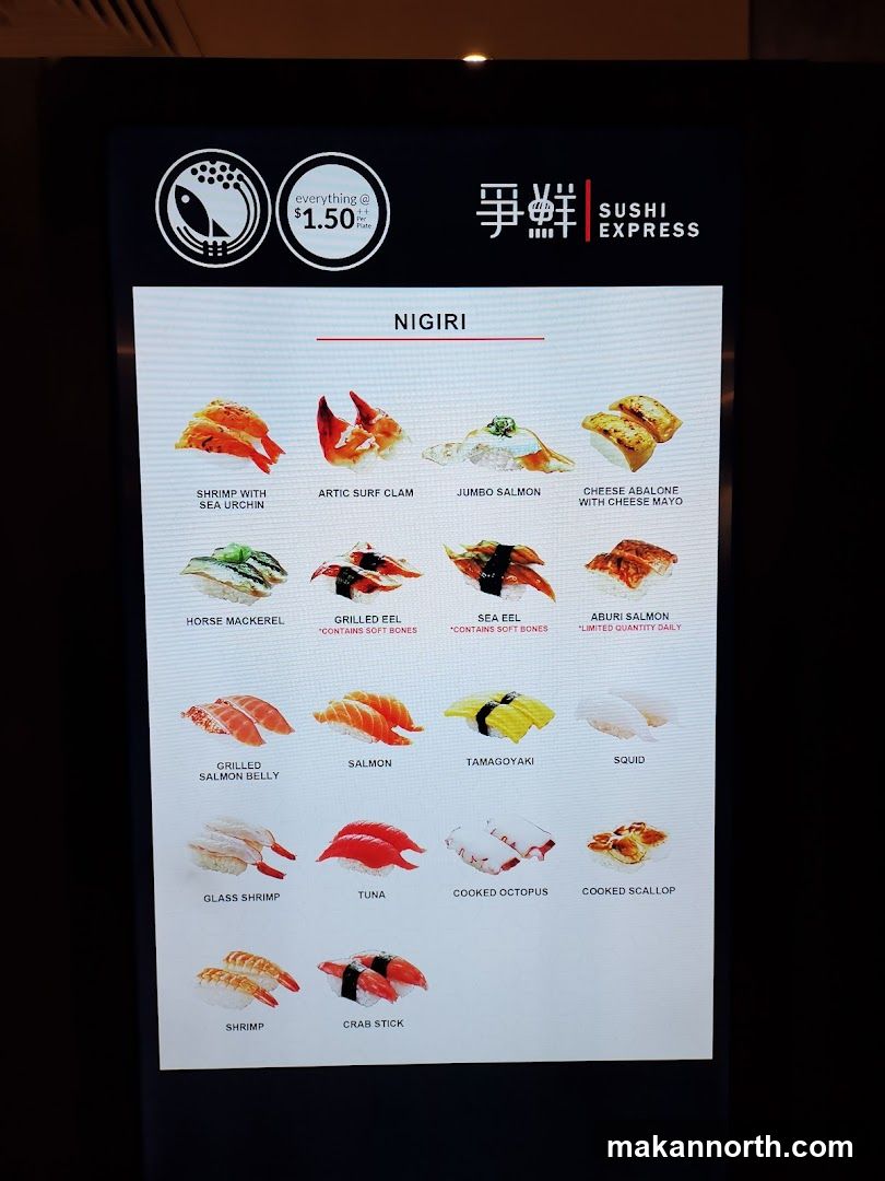 Sushi Express Nigiri Menu