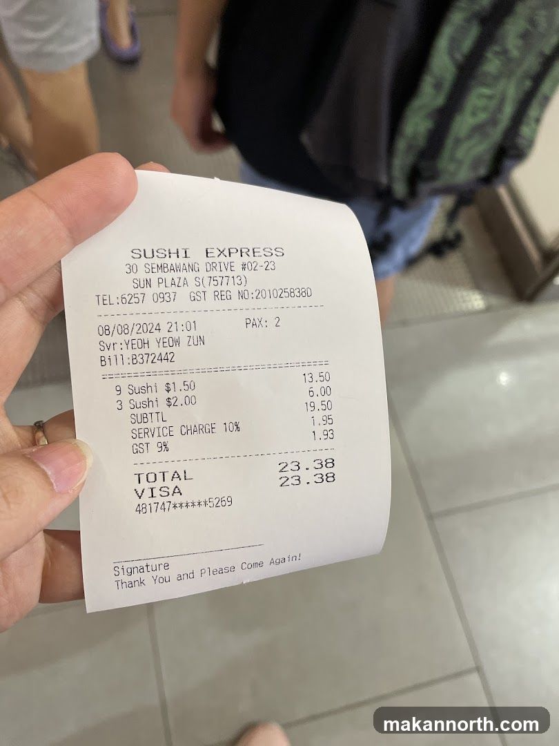 Sushi Express Receipt