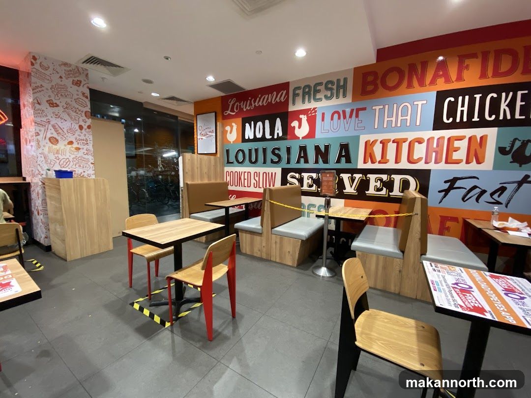 Restaurant Interior with Colorful Wall Art