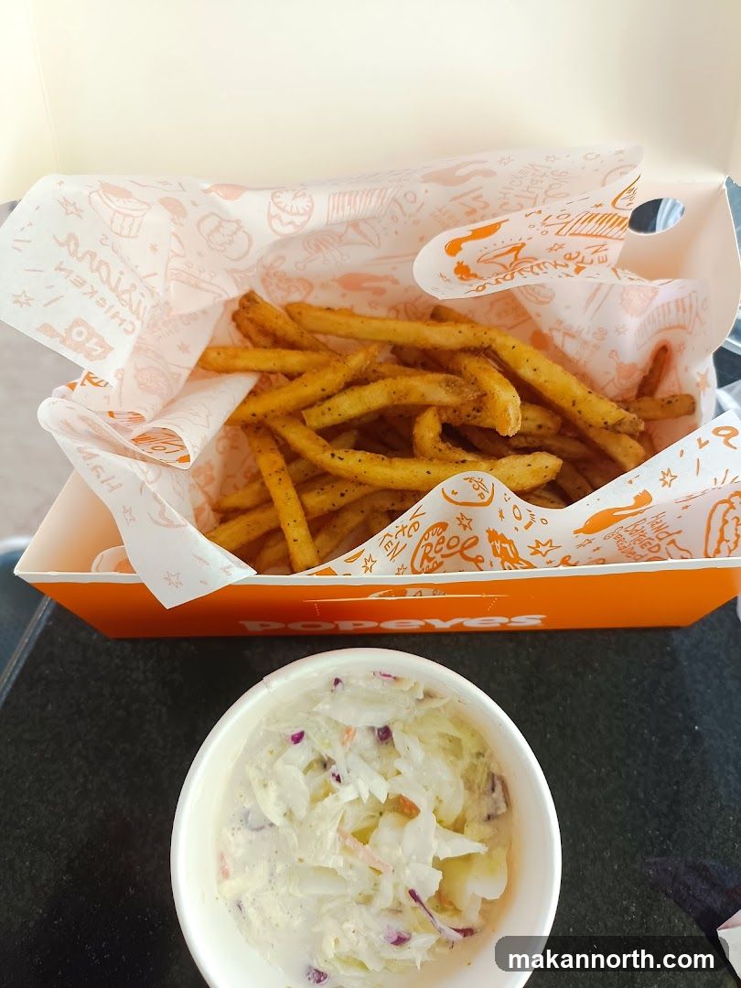 Popeyes Fries and Coleslaw