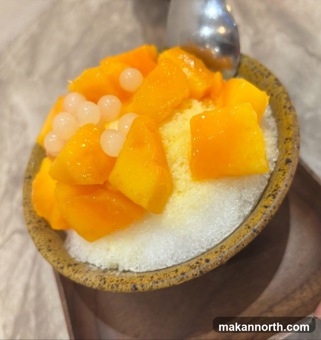 Mango shaved ice with boba