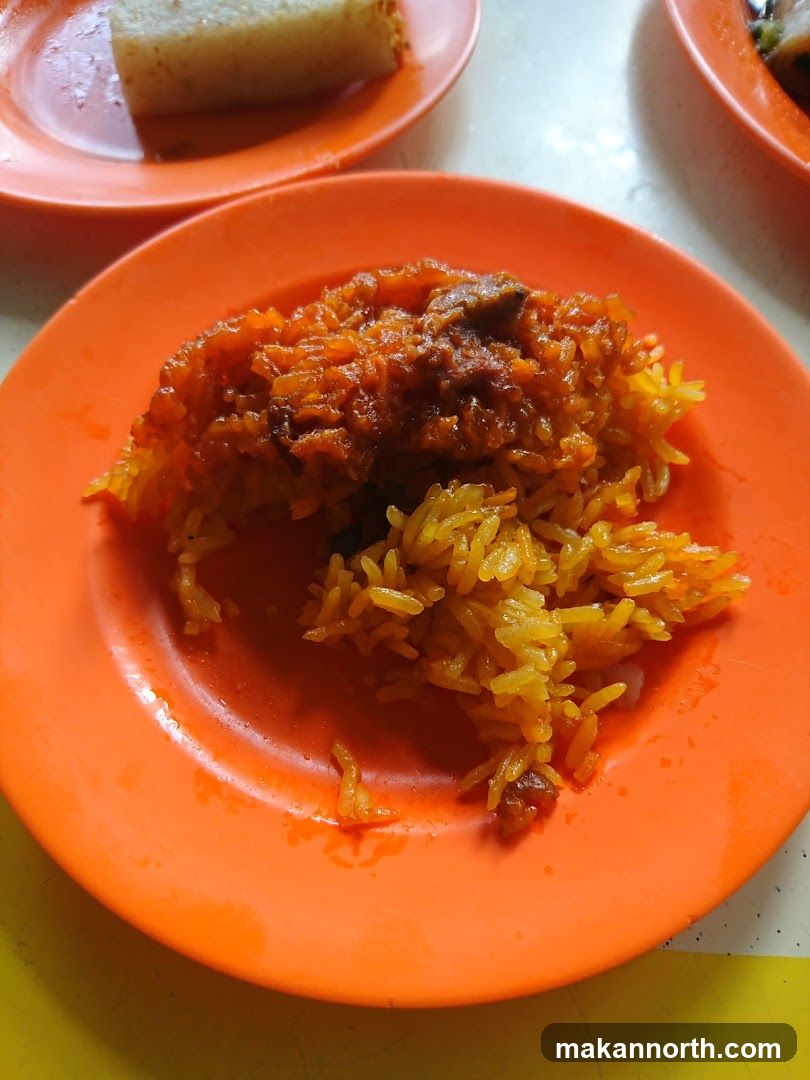 Orange Plate with Rice and Meat