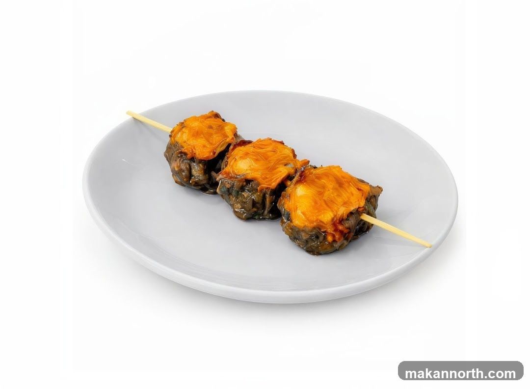 Three grilled skewers on a plate
