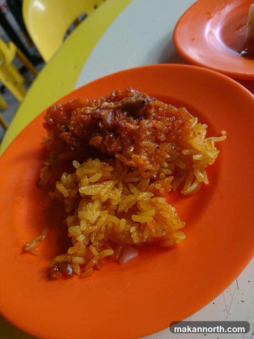 Orange Plate with Rice and Meat