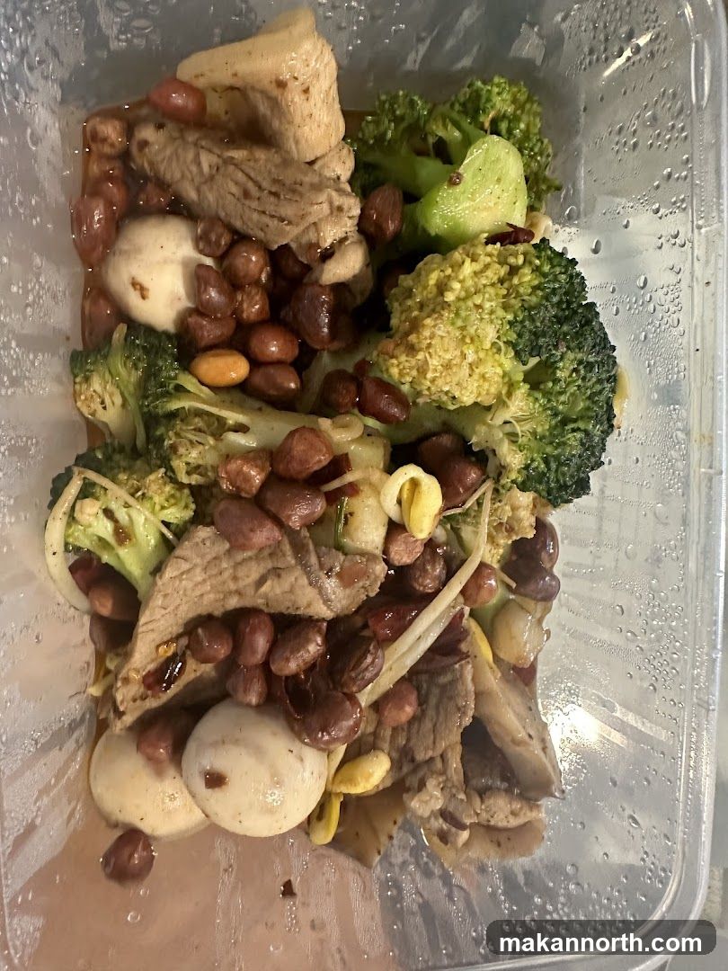 Takeout Container with Beef and Broccoli
