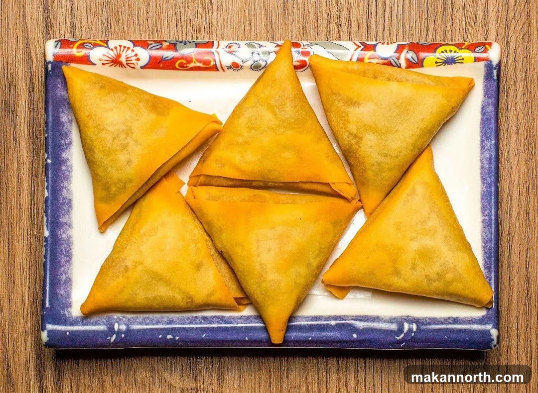 Samosas on a Decorative Plate