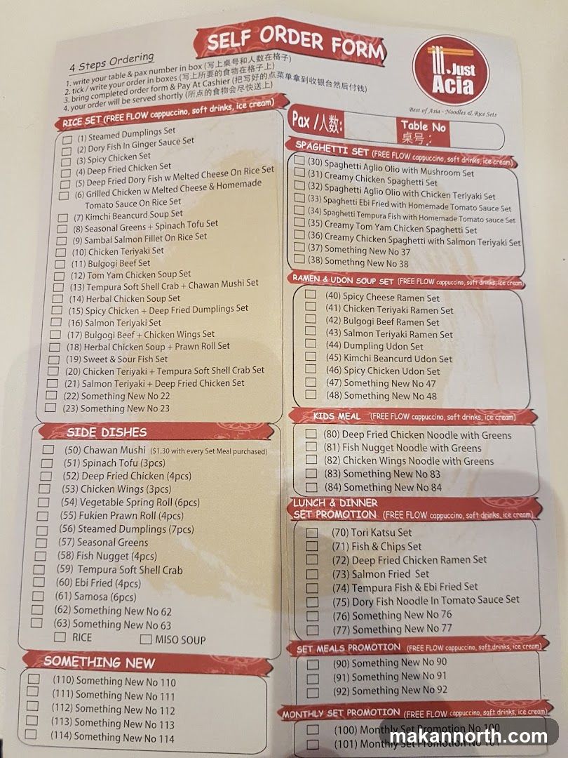 SELF ORDER FORM