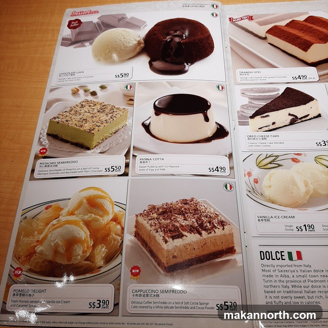 Dessert Menu
