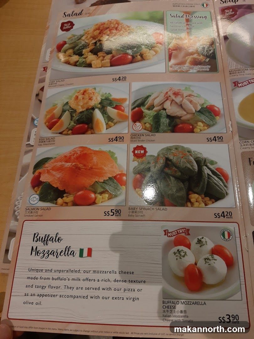 Salad and Buffalo Mozzarella Menu
