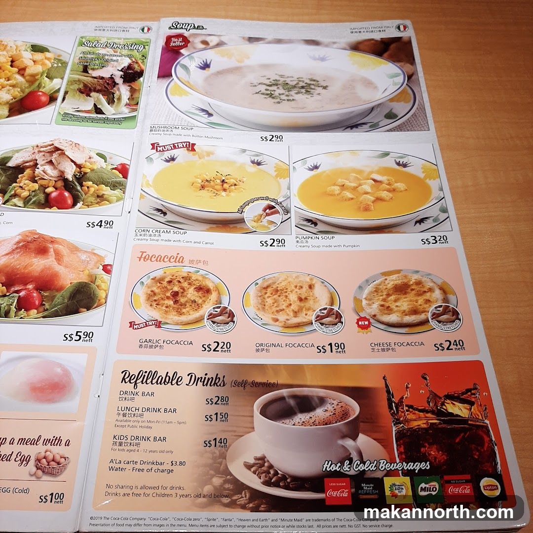 Soup, Focaccia, and Drinks Menu