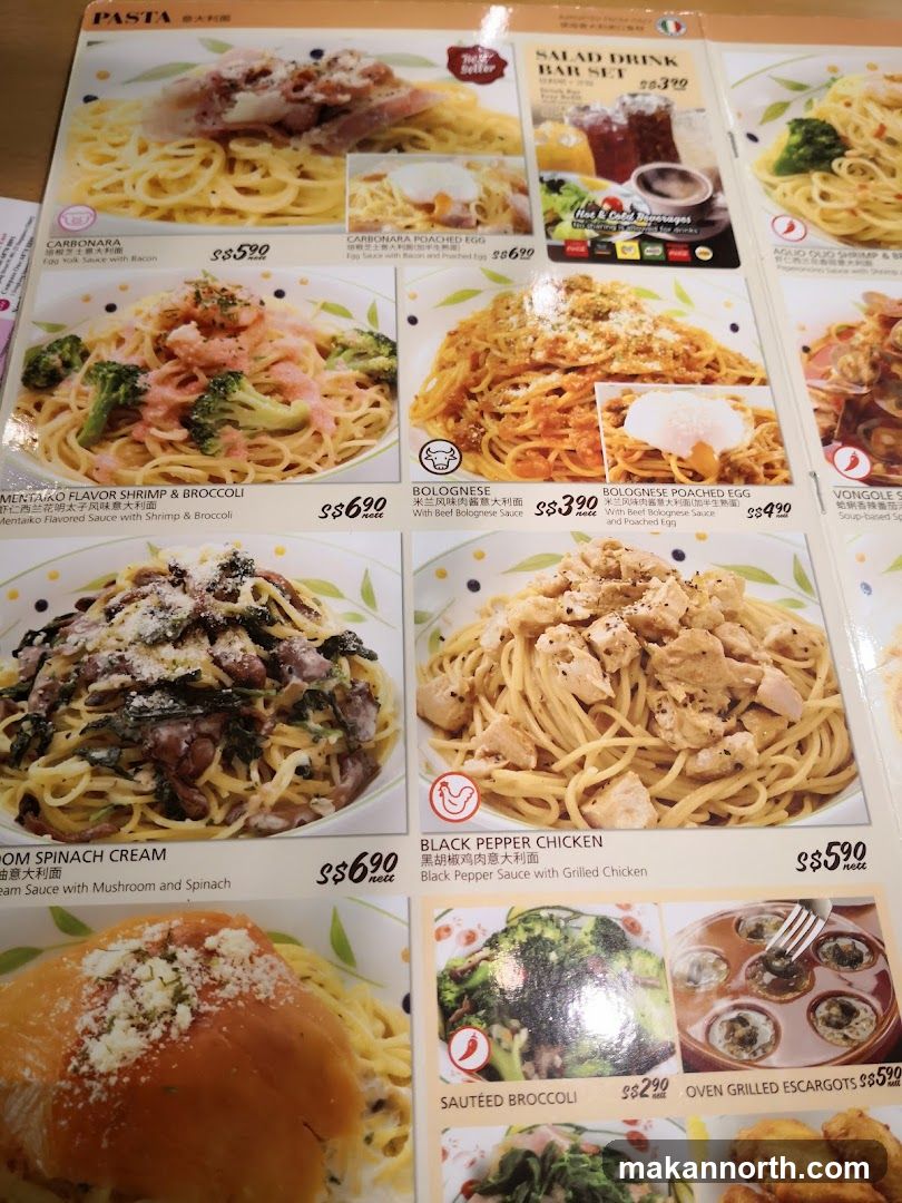 Pasta Menu