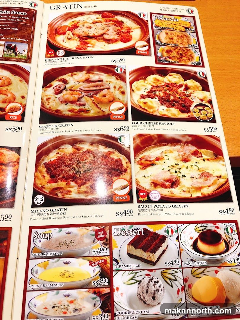 Gratin and Pasta Menu