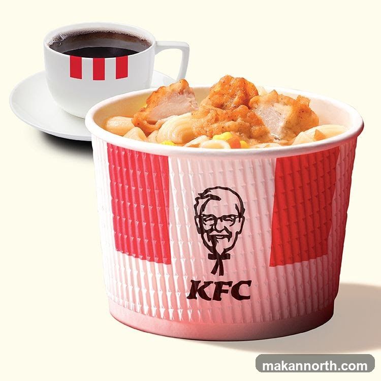 KFC Chicken and Pasta Bowl with Coffee
