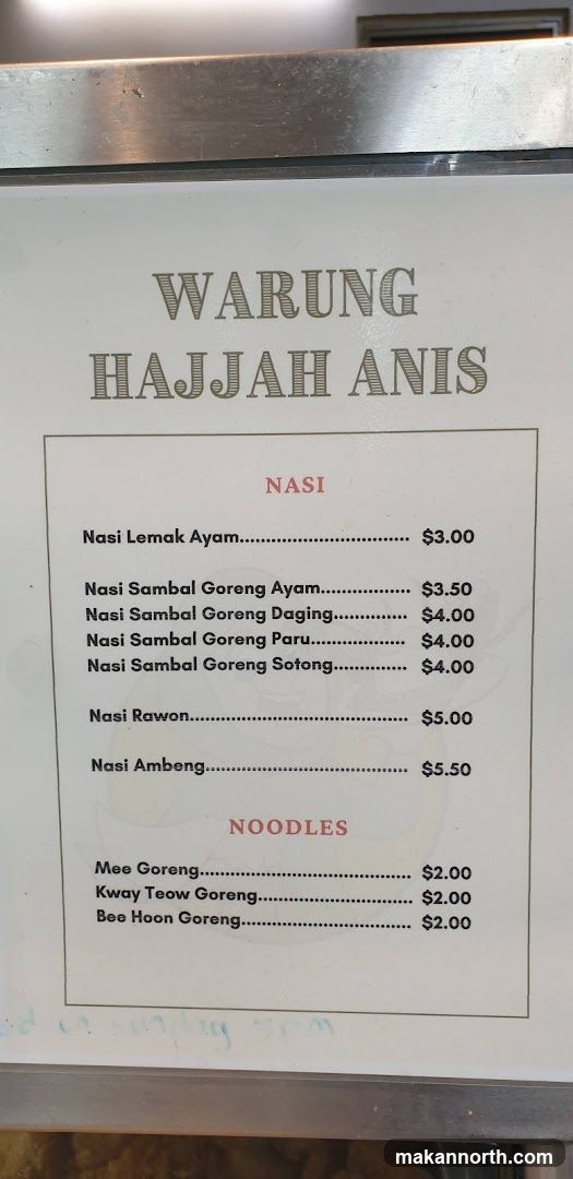 Warung Hajjah Anis Menu