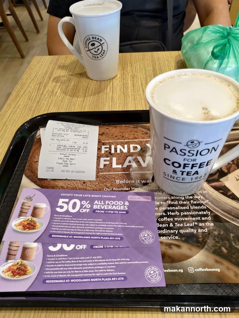 Coffee Bean & Tea Leaf Receipt and Vouchers