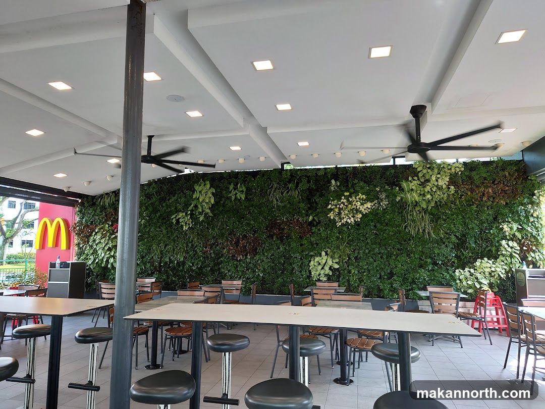 McDonald's Interior with Green Wall
