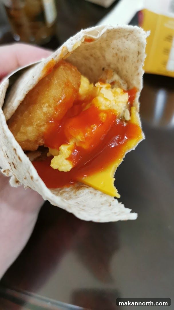 Breakfast Burrito with Hash Brown and Cheese