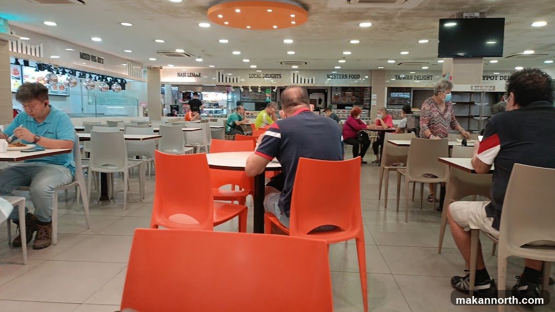 Food court interior with diners