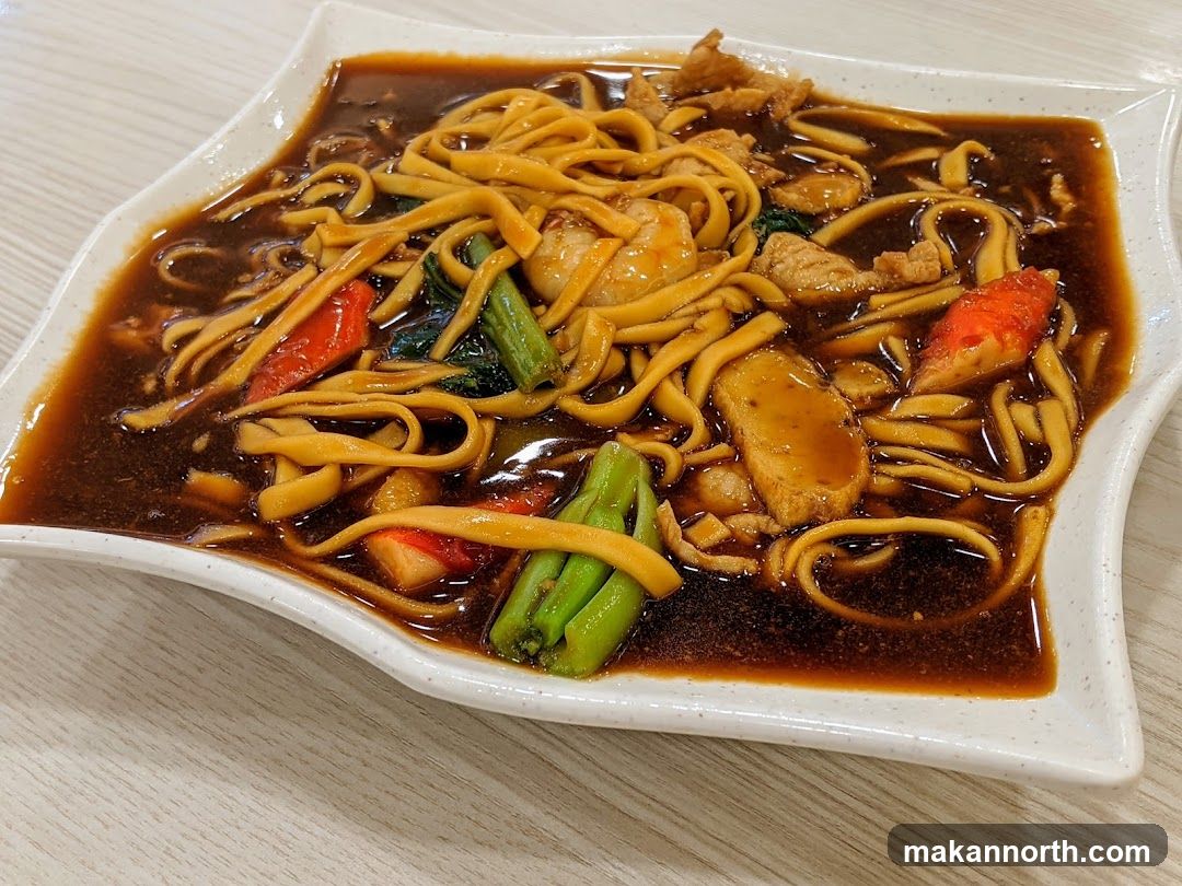 Noodles with Gravy and Ingredients