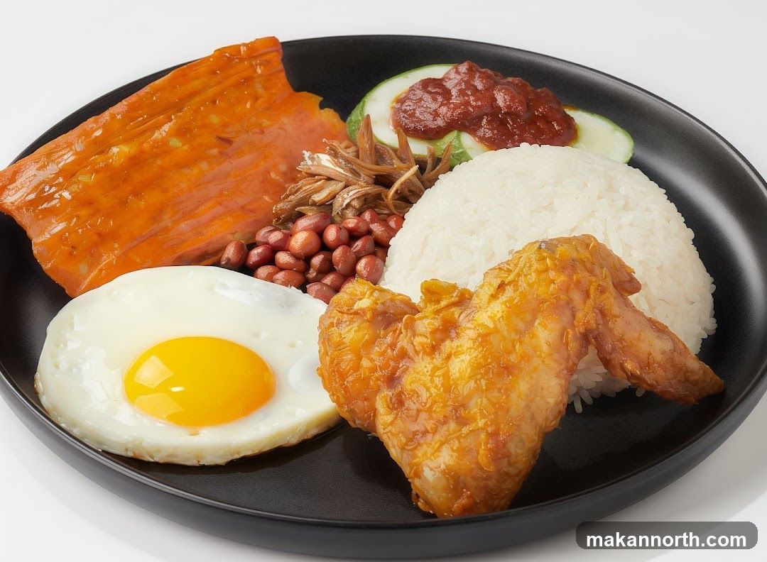 Nasi Lemak with Fried Chicken Wing