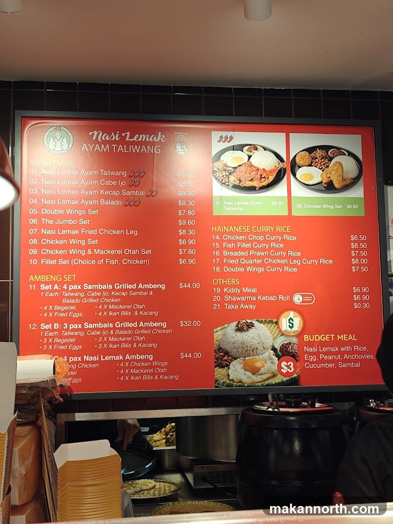 Nasi Lemak Ayam Taliwang Menu