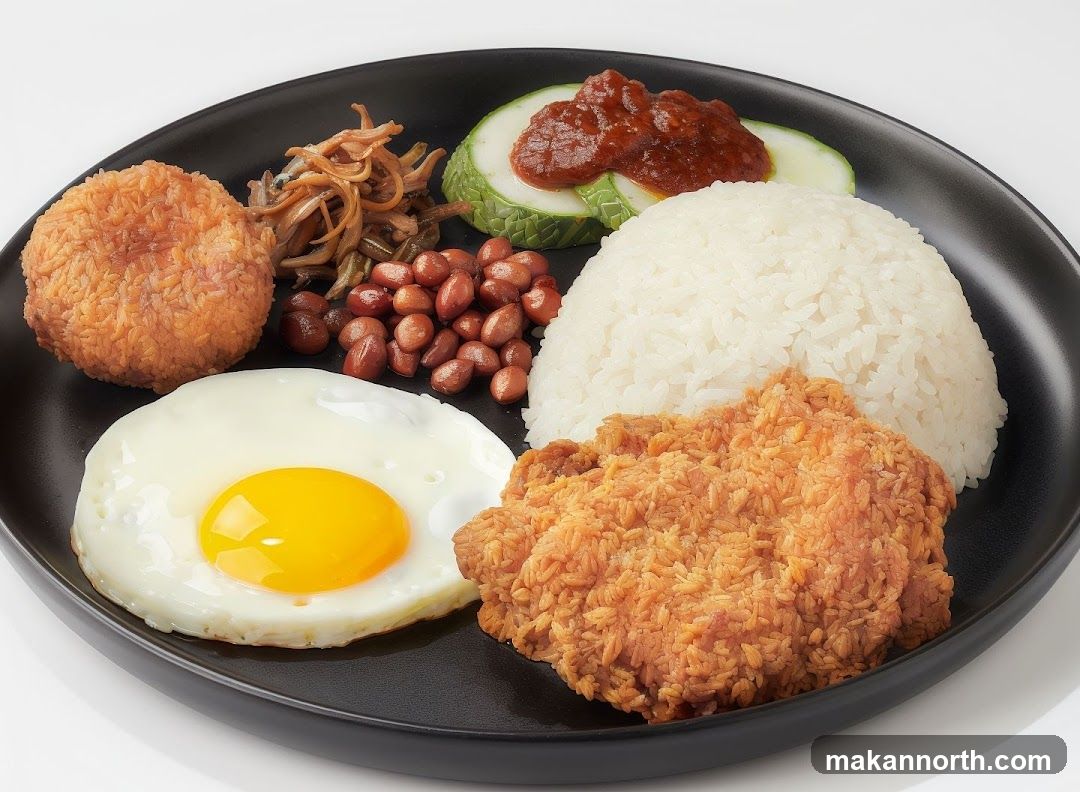 Nasi Lemak with Fried Chicken
