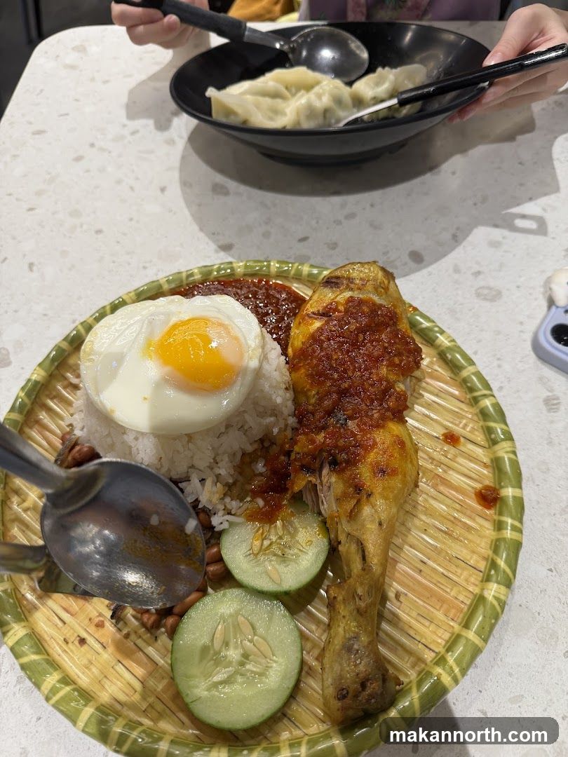 Nasi Lemak with Fried Egg and Chicken