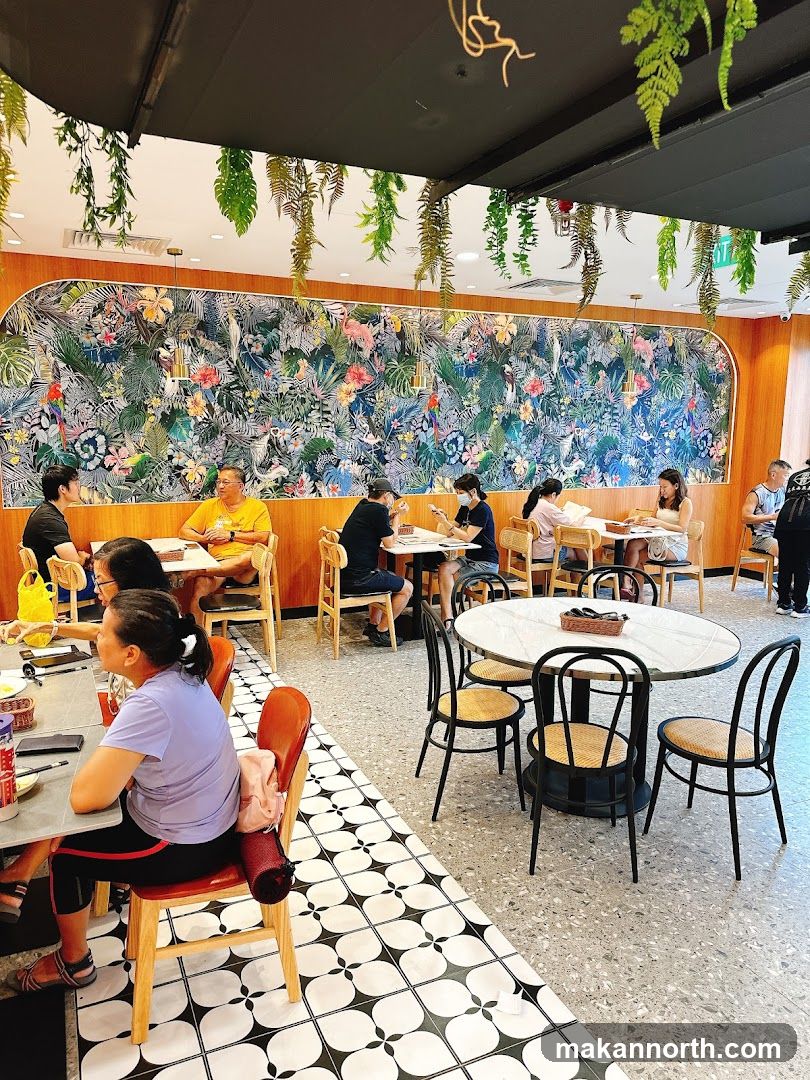 Restaurant Interior with Tropical Mural