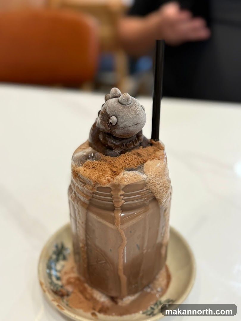 Chocolate Drink with Dinosaur Topping
