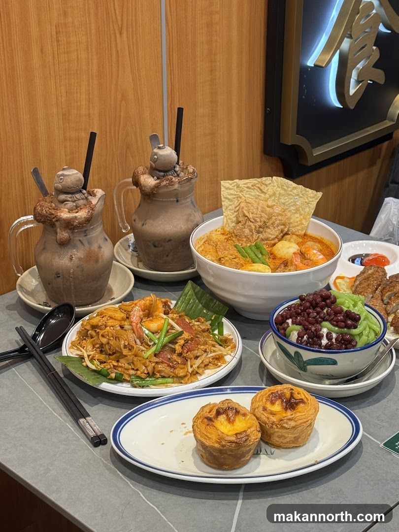 Table with various dishes and drinks