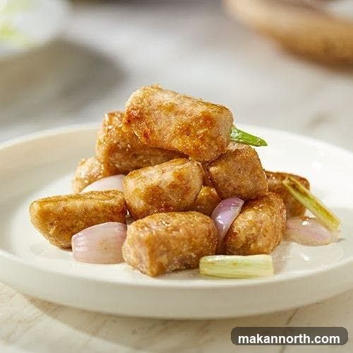 Fried Sausage Bites with Shallots