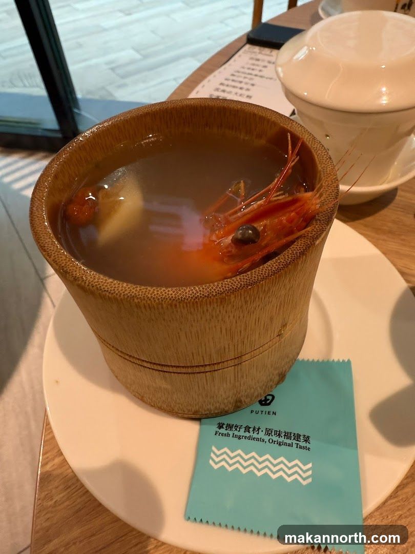 Shrimp Soup in Bamboo Cup
