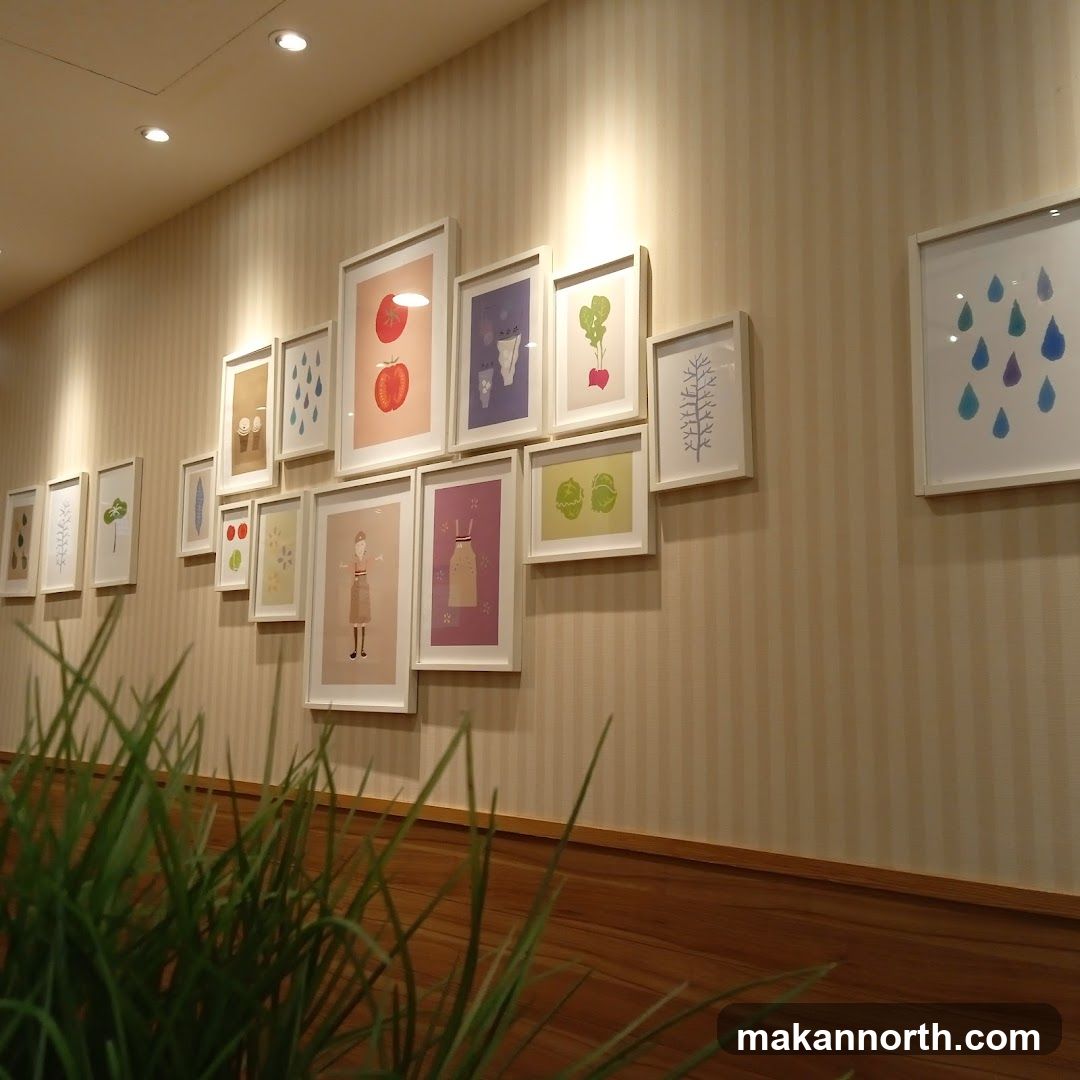 Framed Artwork on Striped Wall