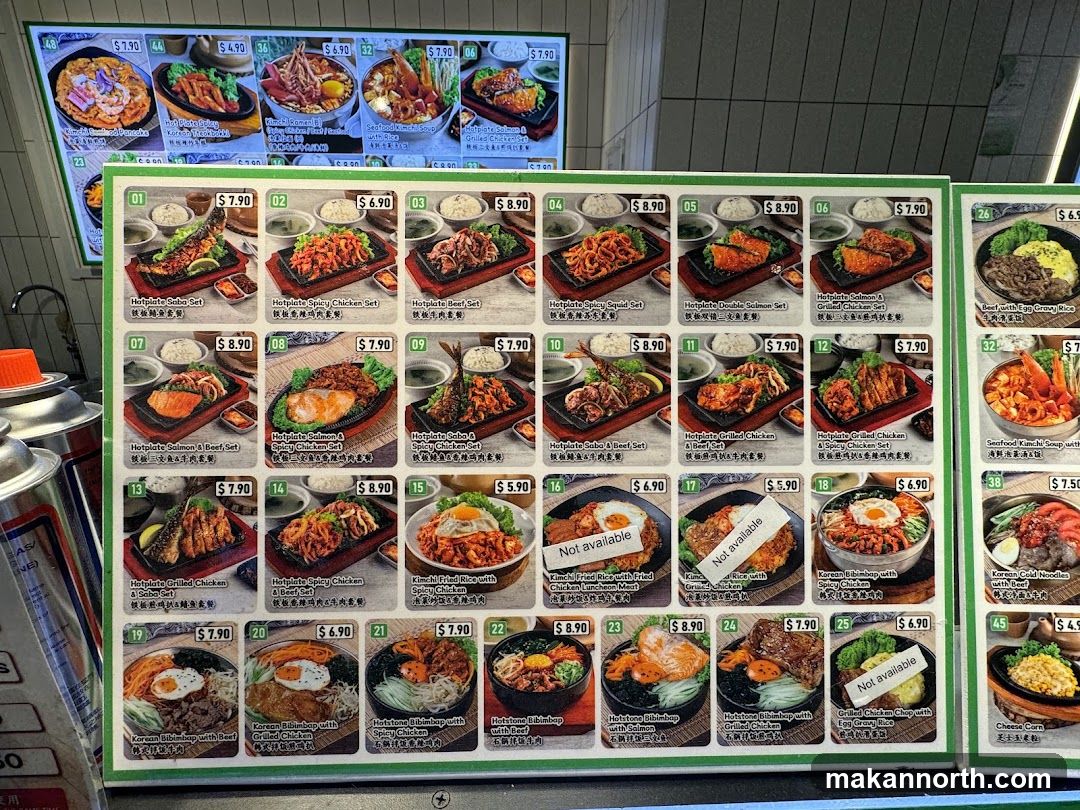 Korean Food Menu