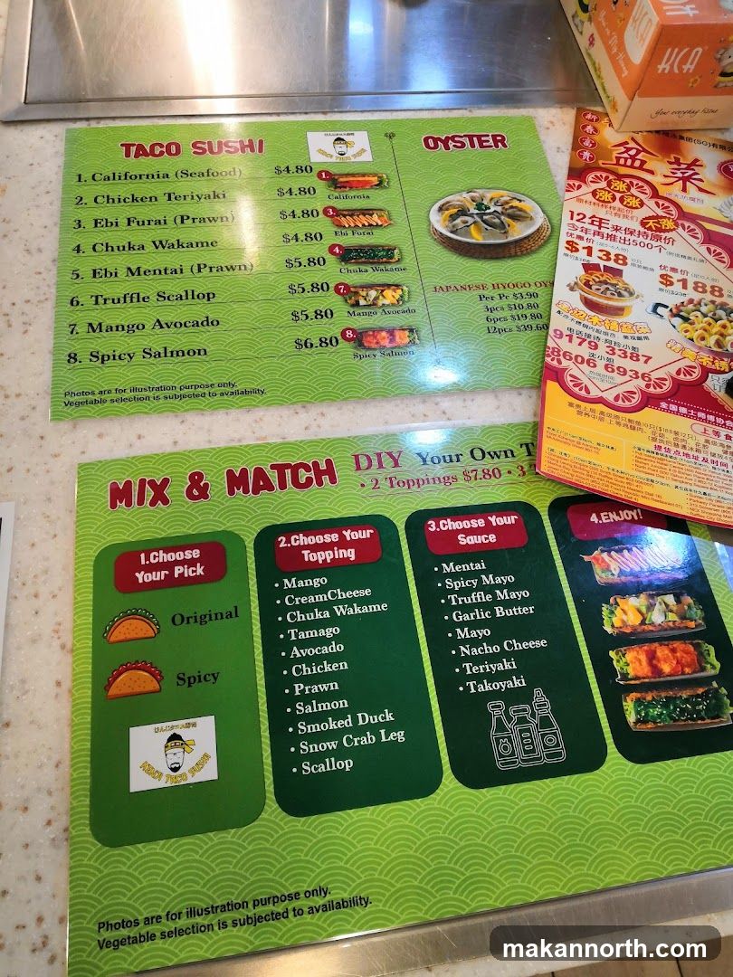 Taco Sushi & Oyster Menu