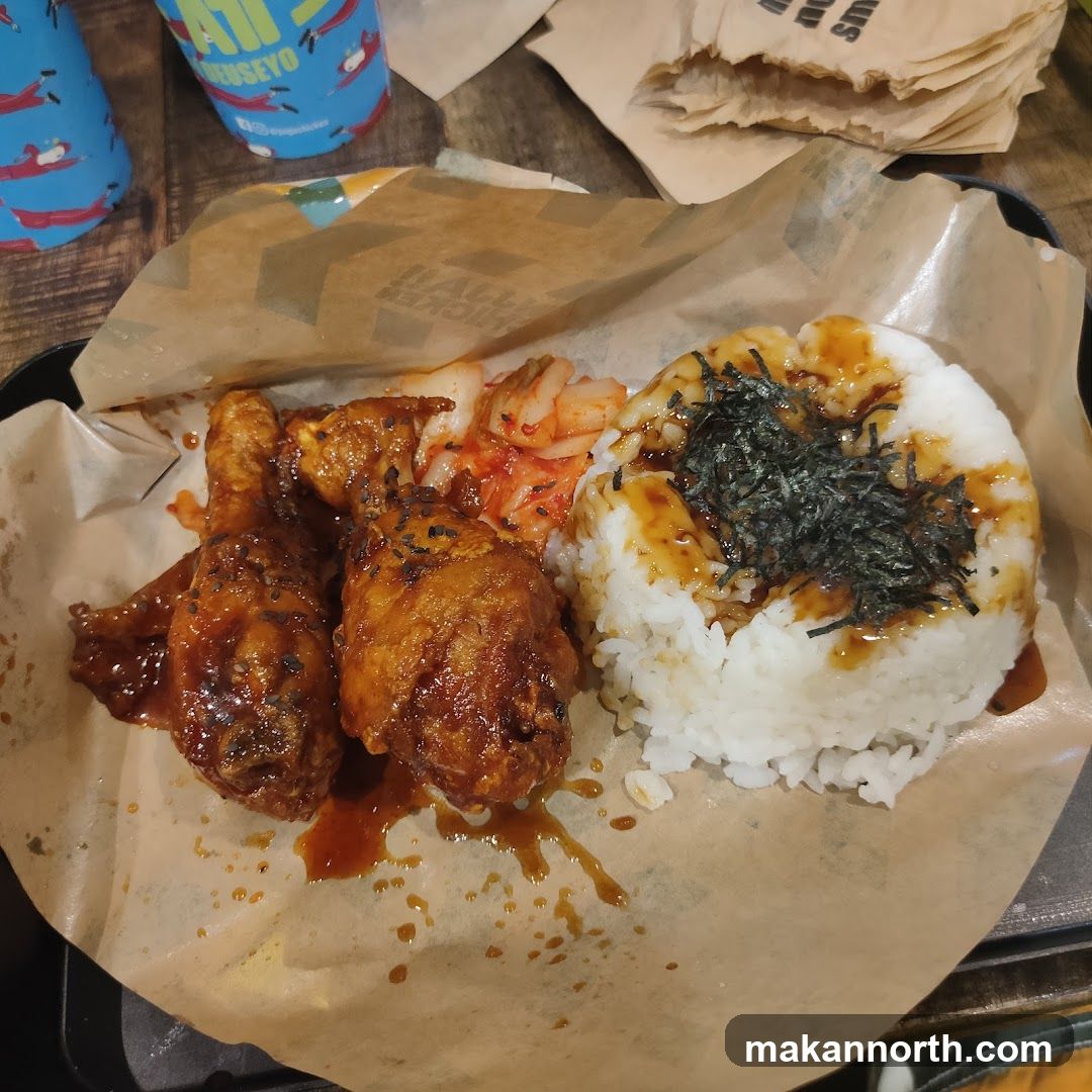 Fried Chicken with Rice and Kimchi