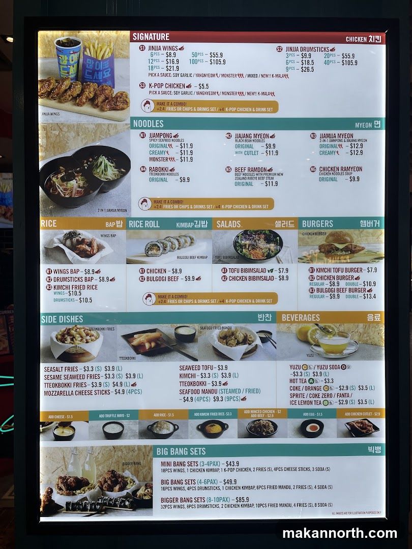 Korean Fried Chicken Menu