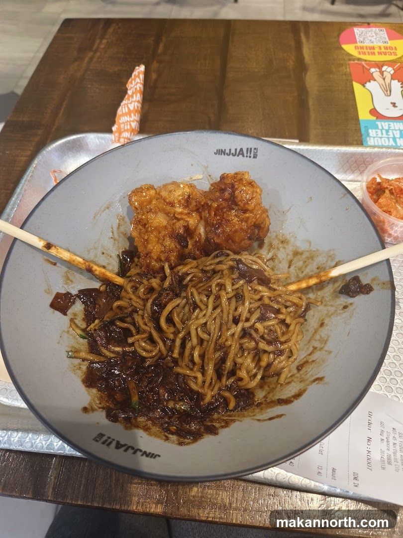 Korean Noodles with Fried Chicken