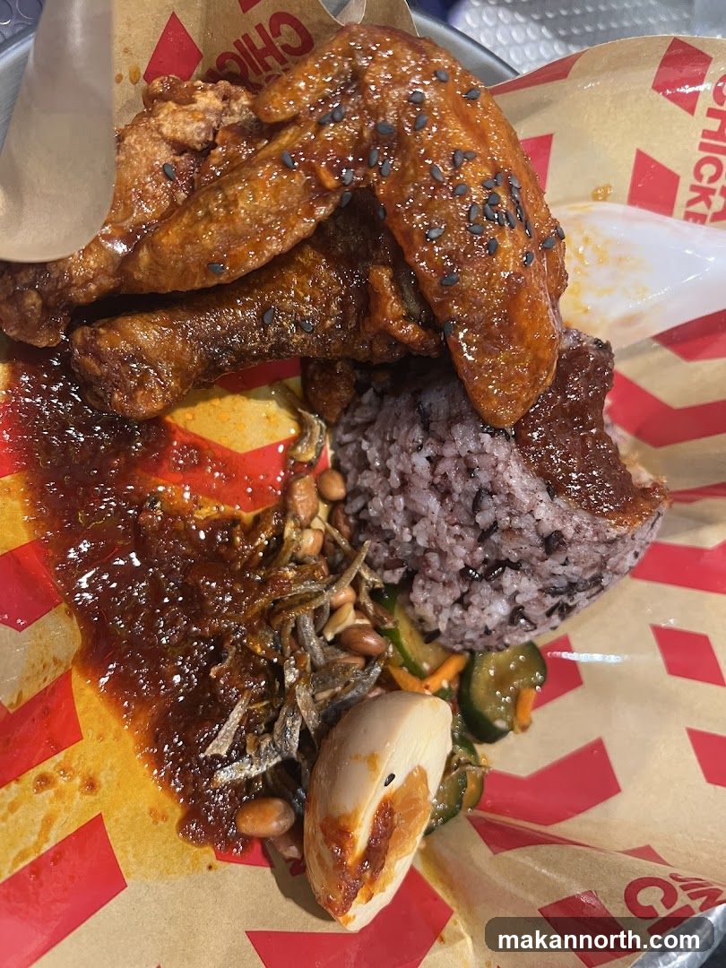 Fried Chicken Wings with Rice and Sides