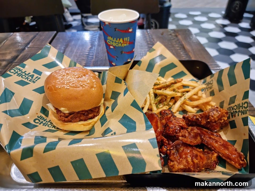 Burger, Fries, and Chicken Wings