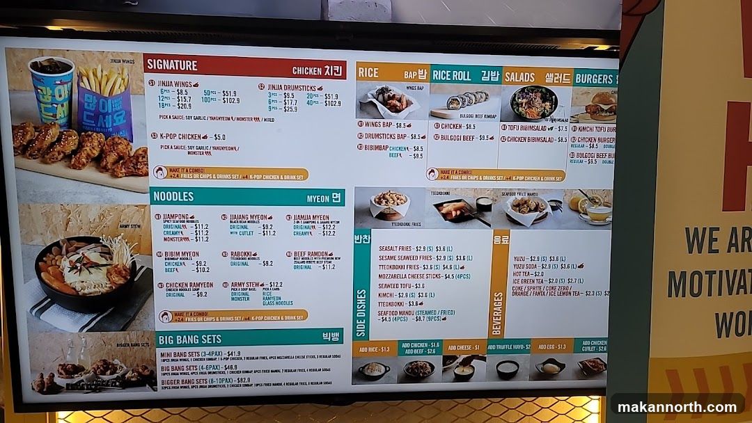 Korean Fried Chicken and Noodles Menu