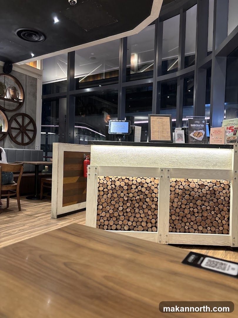 Restaurant Interior with Log Decor