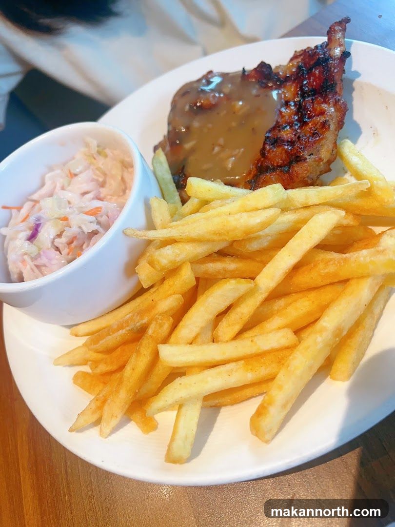 Grilled Chicken with Fries and Coleslaw