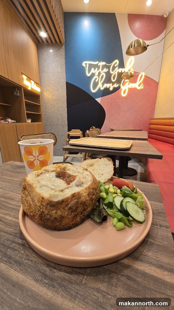 Soup in a Bread Bowl with Salad